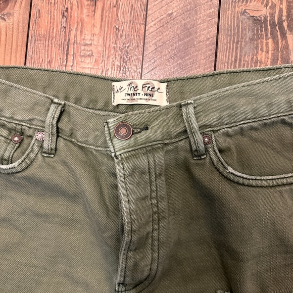 Free People Loving Good Vibrations Cutoff Denim Shorts In Sage Size 29 - Picture 7 of 13